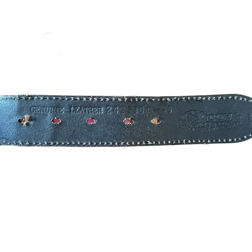 Nocona Mens Leather Belt 40 Horsehair Scalloped Western Cowboy Silver Conchos